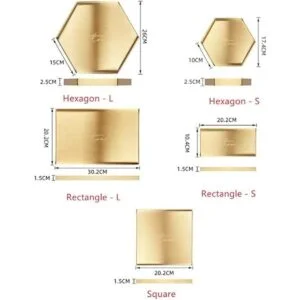 Bandejas rectangulares doradas bandeja de metal de acero_3