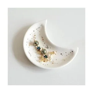 BIHOIB Bandeja pequeña de joyería de luna juego de 2_3