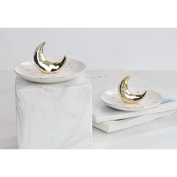 ChezMax Bandeja de cerámica para joyas con diseño de luna_2