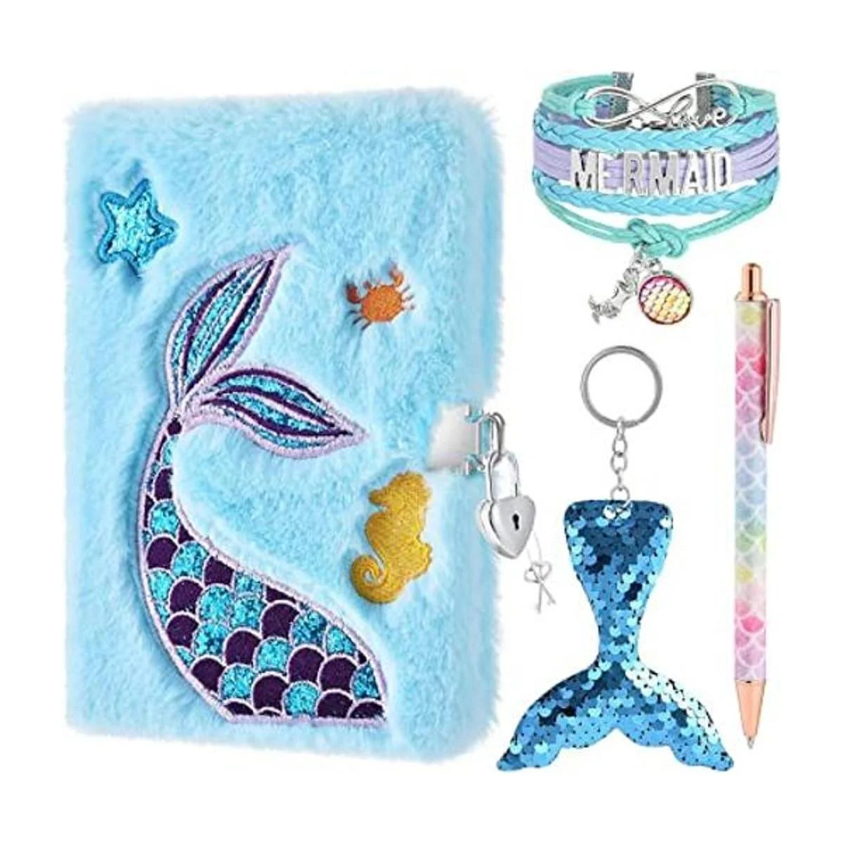 Juego de cuadernos de sirena de felpa diario con_1