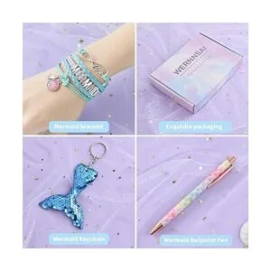 Juego de cuadernos de sirena de felpa diario con_5