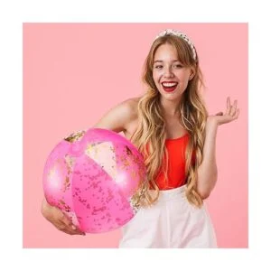 Pelota inflable de 16 pulgadas con purpurina para playa_5