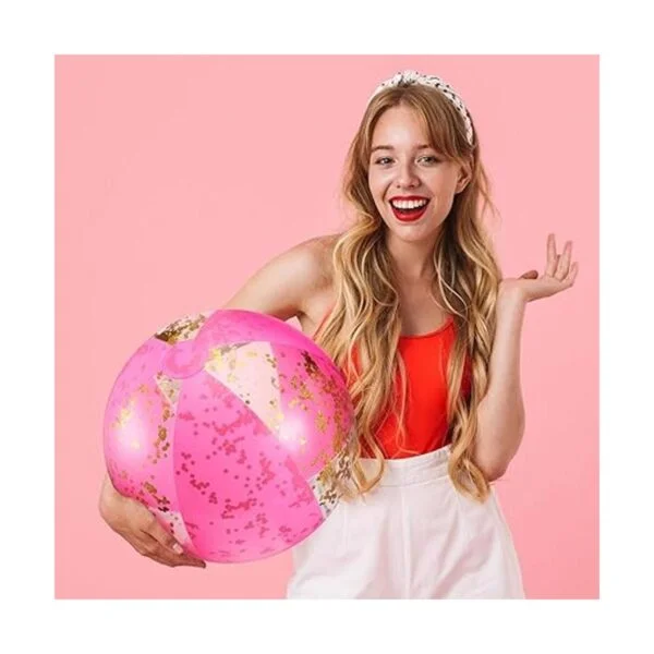 Pelota inflable de 16 pulgadas con purpurina para playa_5