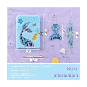 Juego de cuadernos de sirena de felpa diario con_6