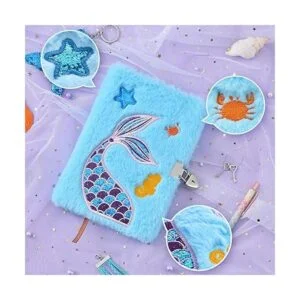 Juego de cuadernos de sirena de felpa diario con_3