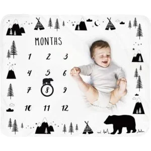 Manta mensual para bebé diseño de oso recién nacido