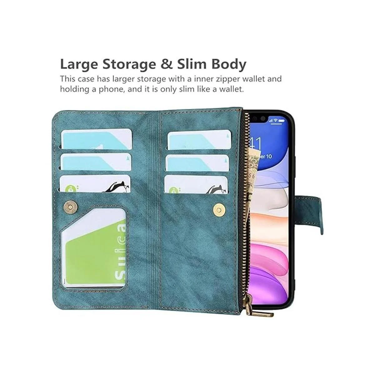 iCoverCase Funda tipo cartera para iPhone 11 con tarjetero_3