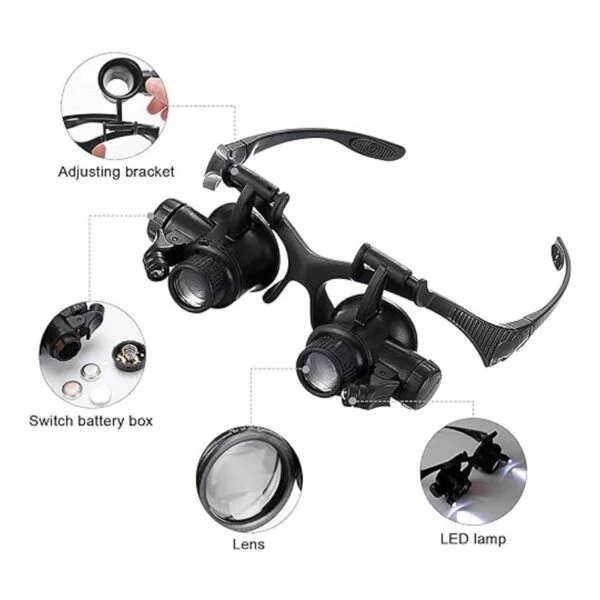 mlogiroa Lupa montada en la cabeza con luz LED lupa_5