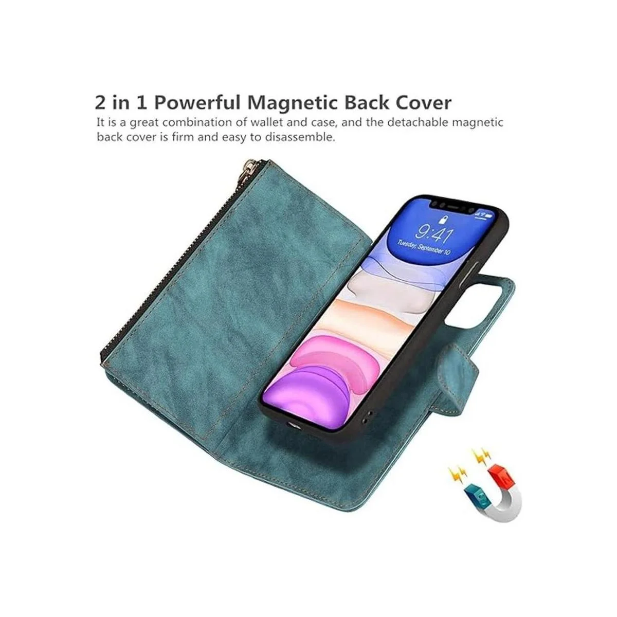 iCoverCase Funda tipo cartera para iPhone 11 con tarjetero_5