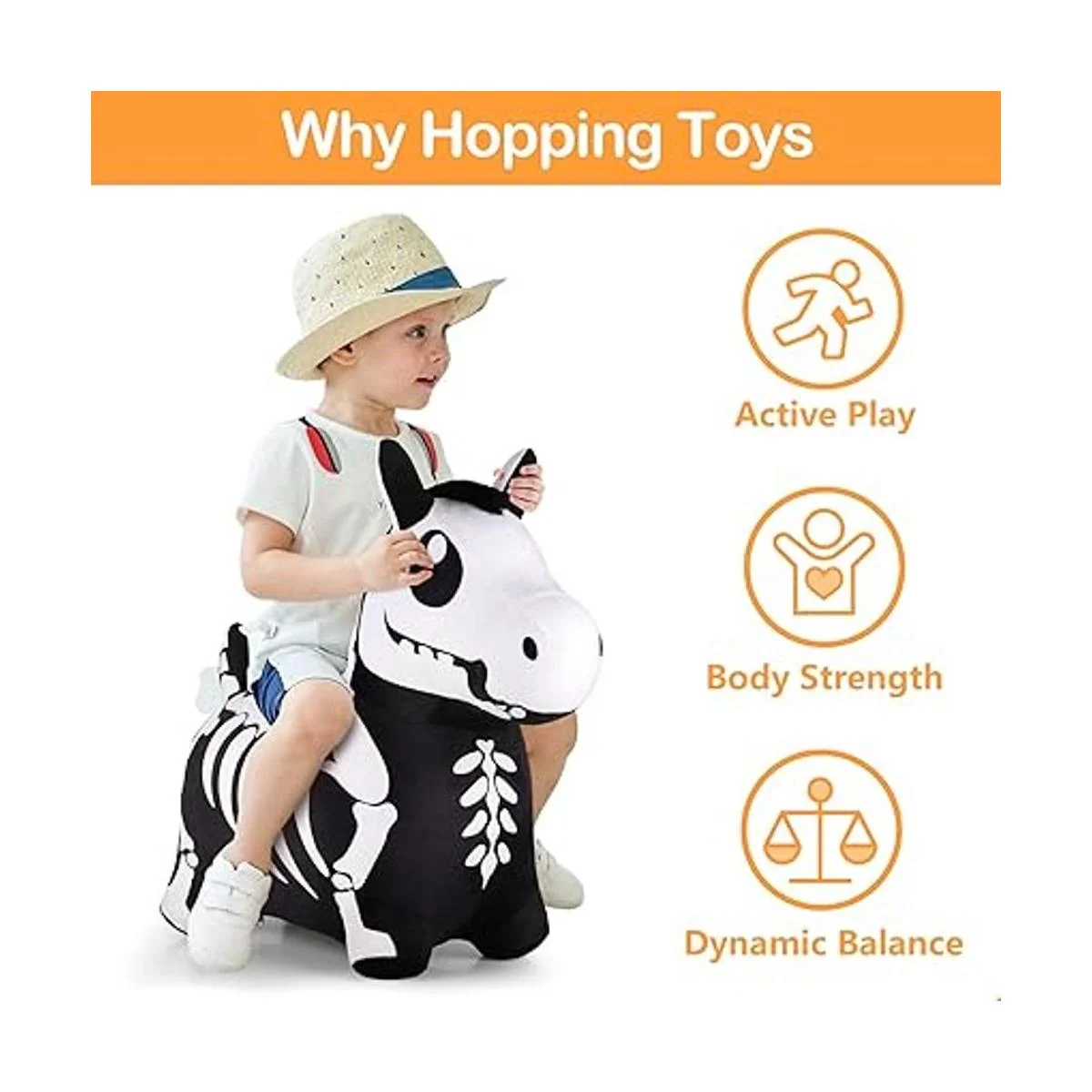 iPlay iLearn Bouncy Pals Caballo de salto de esqueleto_2