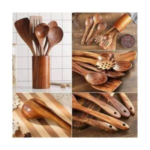 Cucharas de madera para cocinar 7 piezas de utensilios de_4