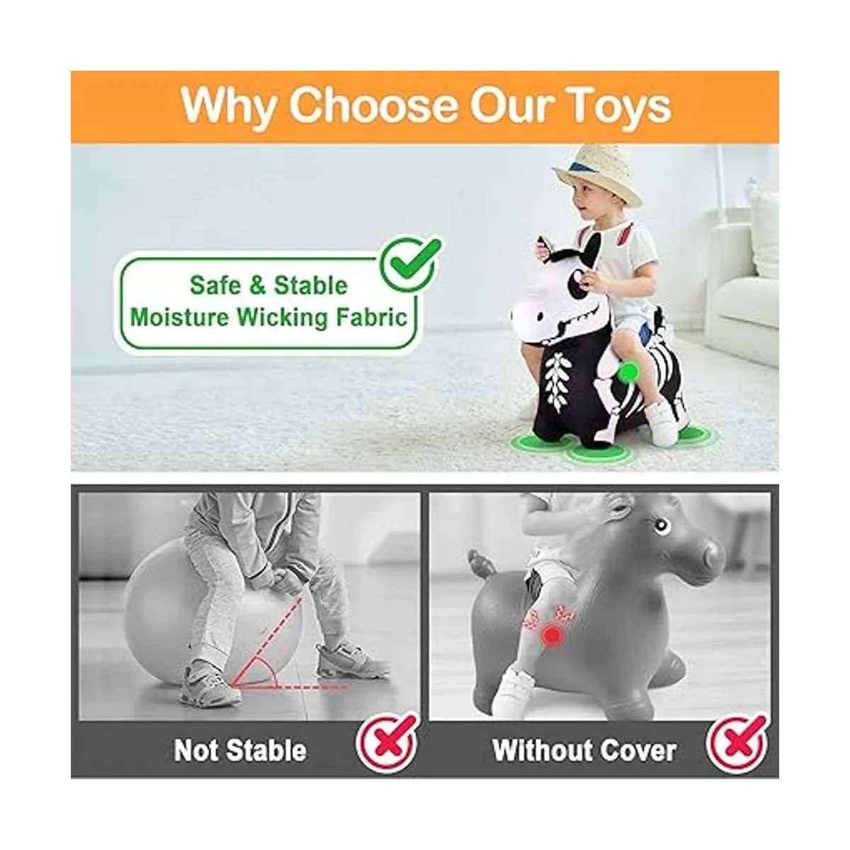 iPlay iLearn Bouncy Pals Caballo de salto de esqueleto_4