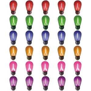 MORGENLITE Paquete de 30 bombillas LED de color S14 de 1_1