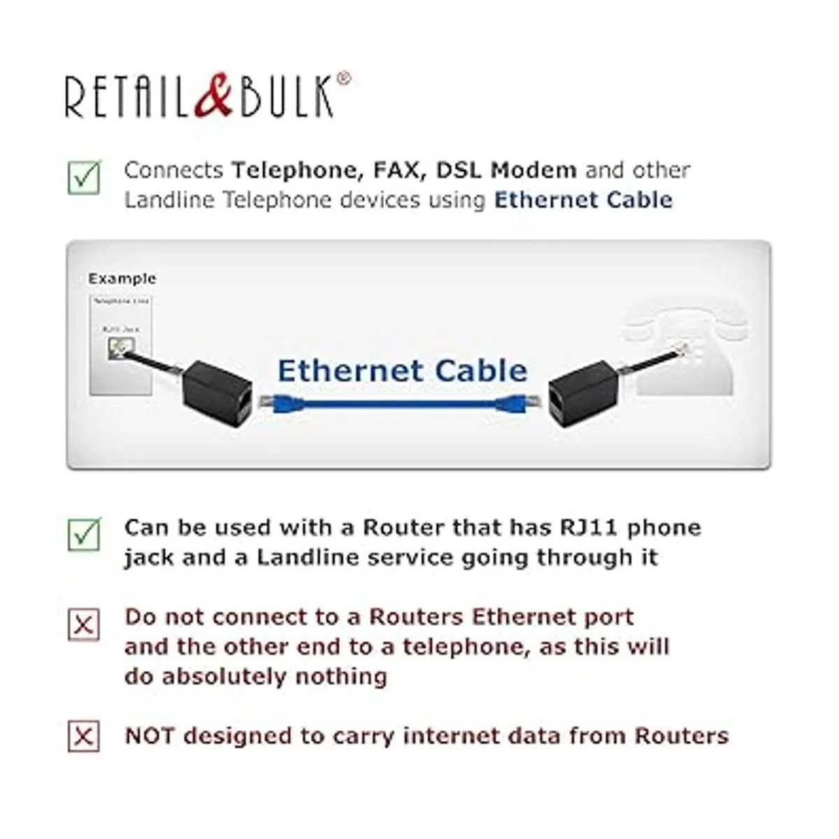Cable telefónico de interconexión 2 unidades de 3 pies_3