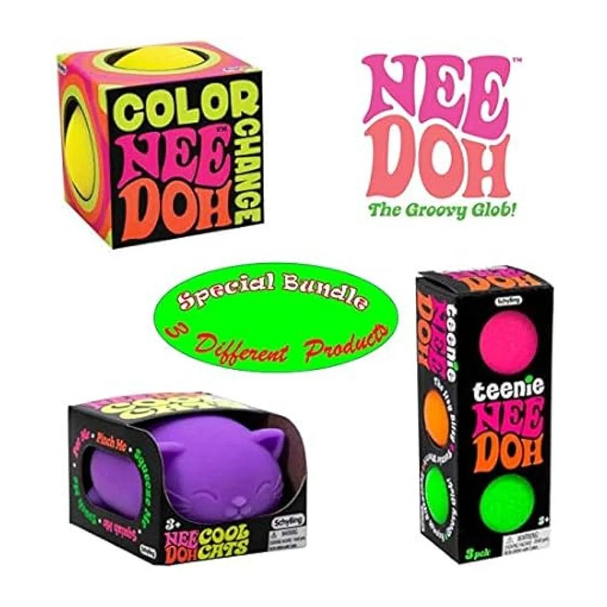 NeeDoh Schylling bolas de estrés el paquete completo Uno