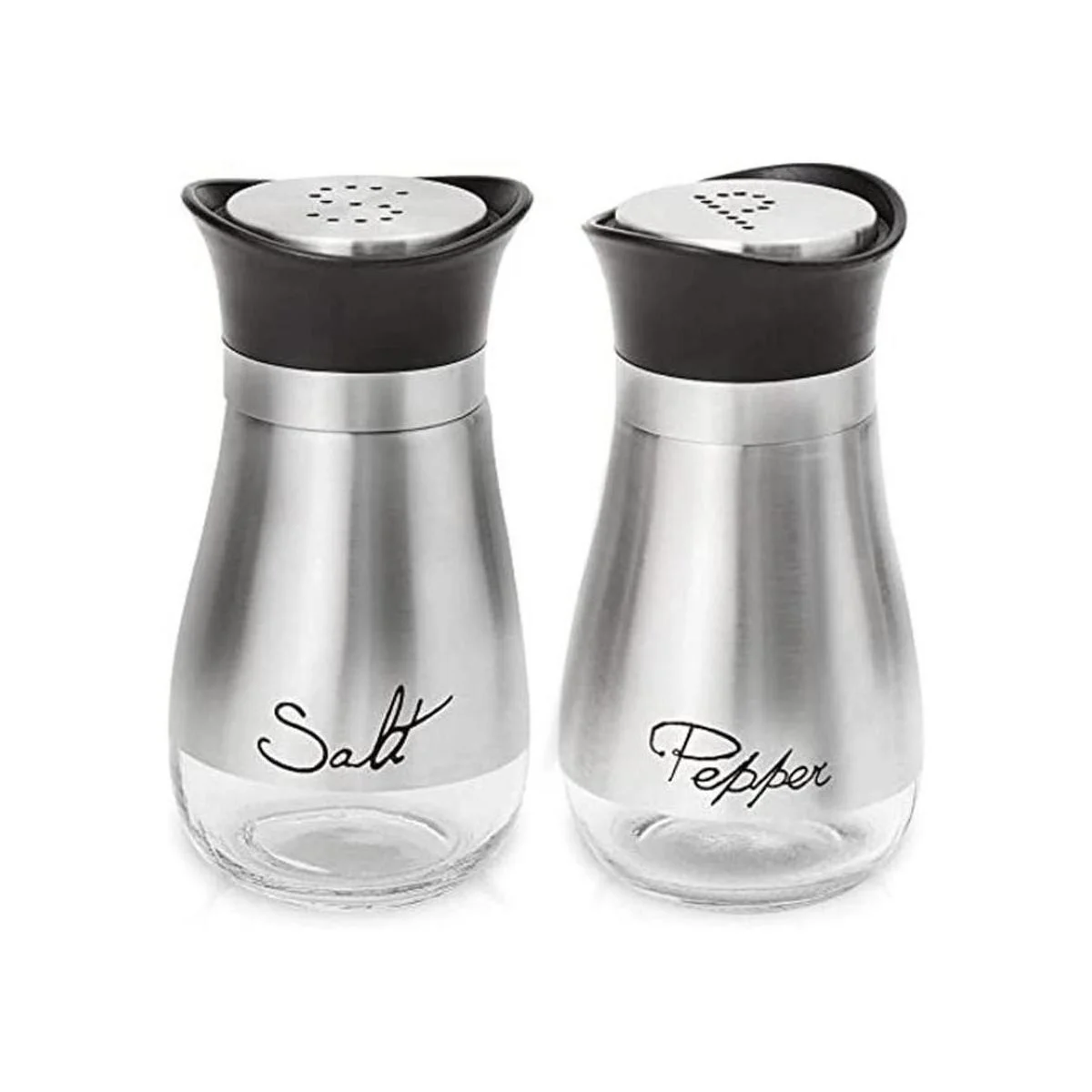 Juego de 2 saleros y pimenteros acero inoxidable y_1
