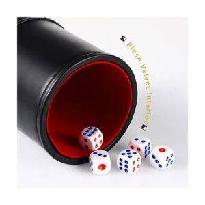 Skylety Juego de 6 tazas de dados de piel sintética juego_5