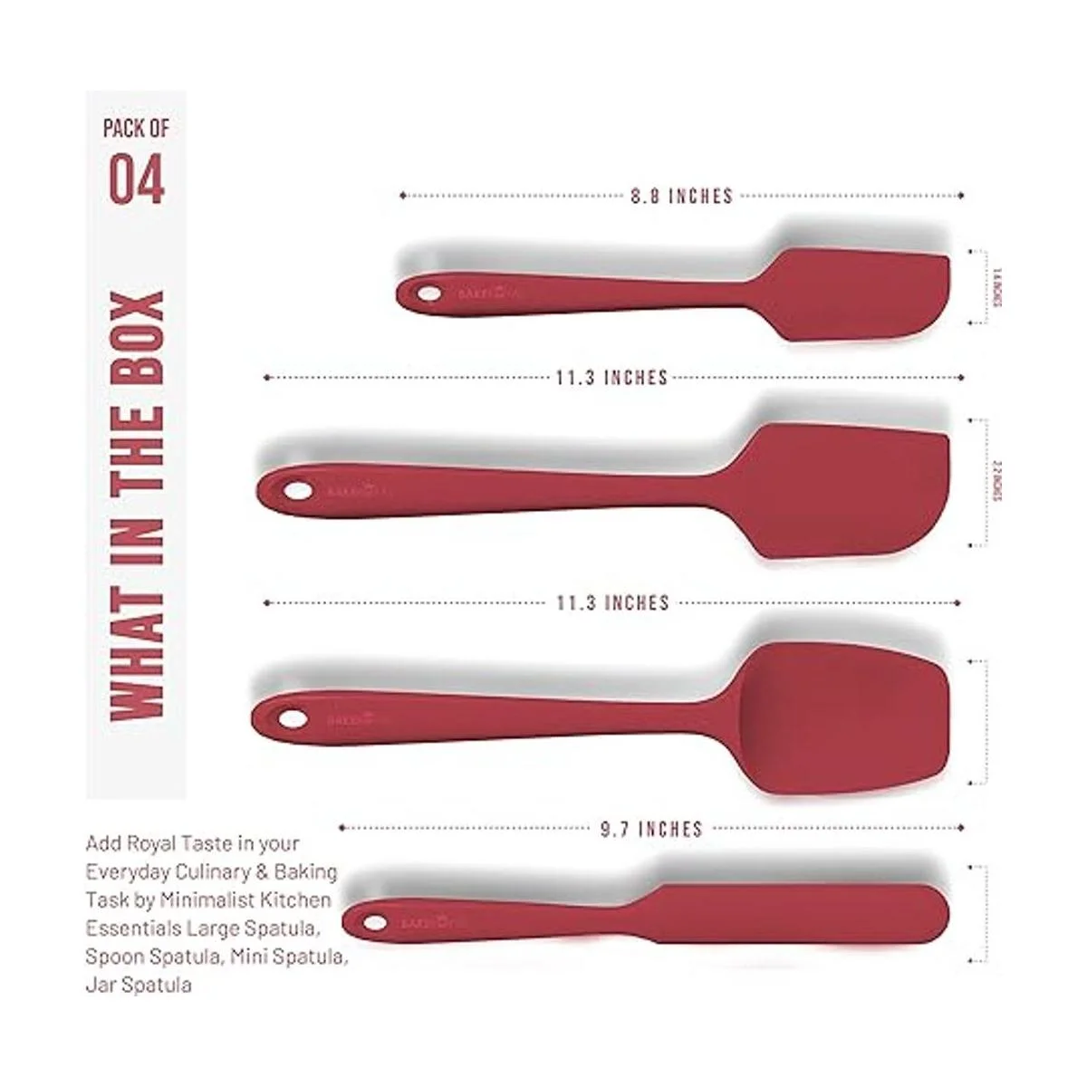 BakeRoyal Juego de espátulas de silicona 4 espátulas de_2