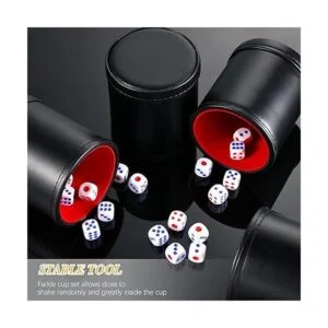 Skylety Juego de 6 tazas de dados de piel sintética juego_4