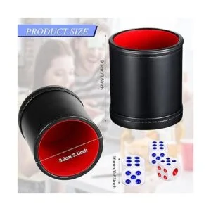 Skylety Juego de 6 tazas de dados de piel sintética juego_2