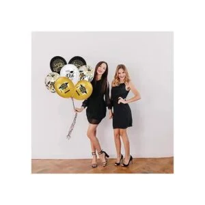 Globos de confeti para graduación color negro y dorado_5