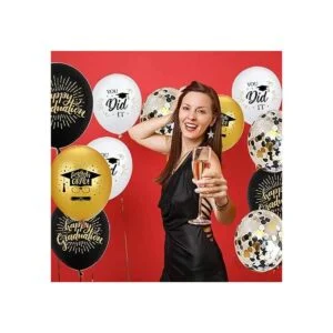 Globos de confeti para graduación color negro y dorado_6