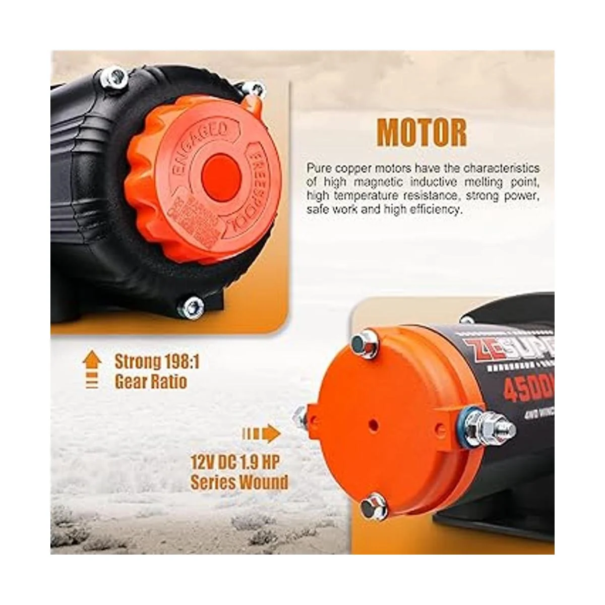 ZESUPER Kit de cabrestante eléctrico impermeable con_2