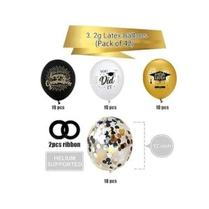 Globos de confeti para graduación color negro y dorado_3