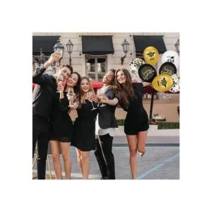 Globos de confeti para graduación color negro y dorado_2