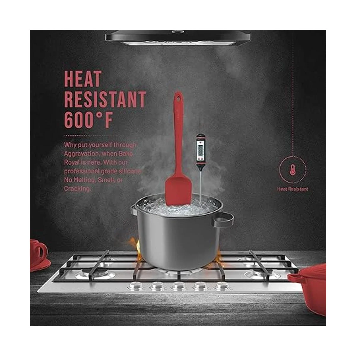 BakeRoyal Juego de espátulas de silicona 4 espátulas de_5