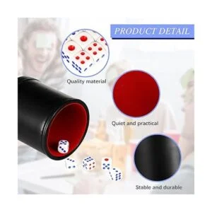 Skylety Juego de 6 tazas de dados de piel sintética juego_3