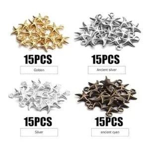 60pcs Antiguo Estrellas de Mar Encantos de Animales de Mar