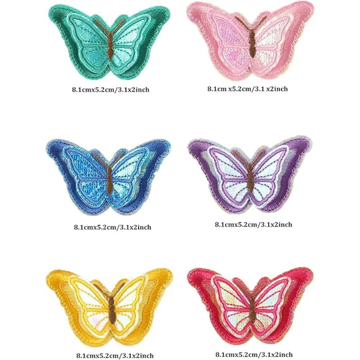 Varios colores 12 parches de mariposa 3D para coser en_2