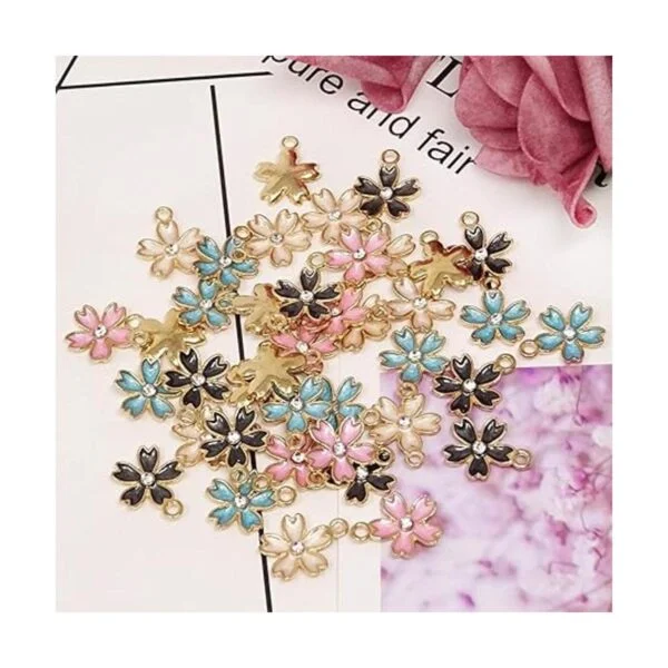 Honbay 40pcs esmalte flor de cerezo colgante colgante para