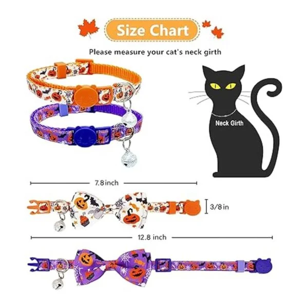 Pohshido Paquete de 2 collares de gato de Halloween con