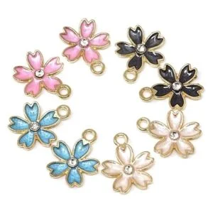 Honbay 40pcs esmalte flor de cerezo colgante colgante para
