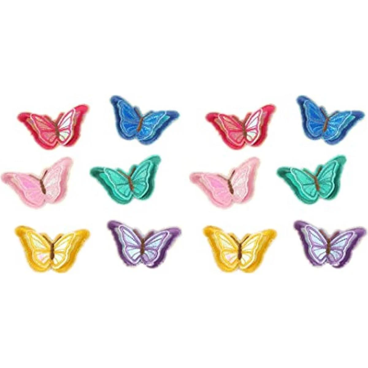 Varios colores 12 parches de mariposa 3D para coser en_1