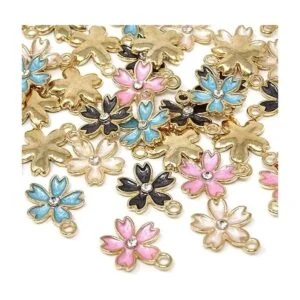 Honbay 40pcs esmalte flor de cerezo colgante colgante para