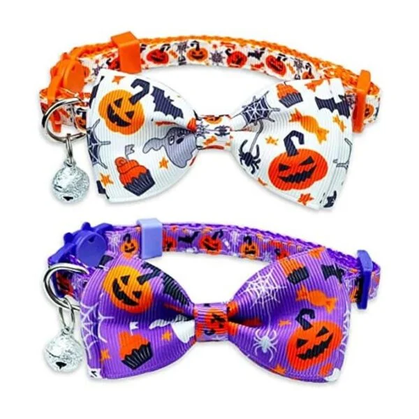 Pohshido Paquete de 2 collares de gato de Halloween con