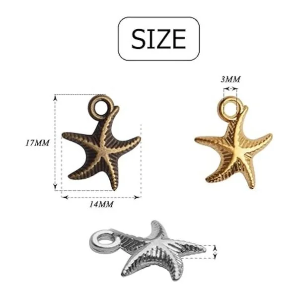 60pcs Antiguo Estrellas de Mar Encantos de Animales de Mar
