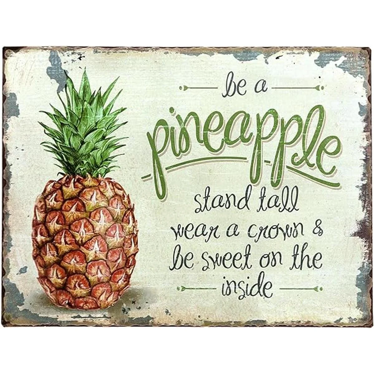 Barnyard Designs Be A Pineapple Cartel de barra de lata