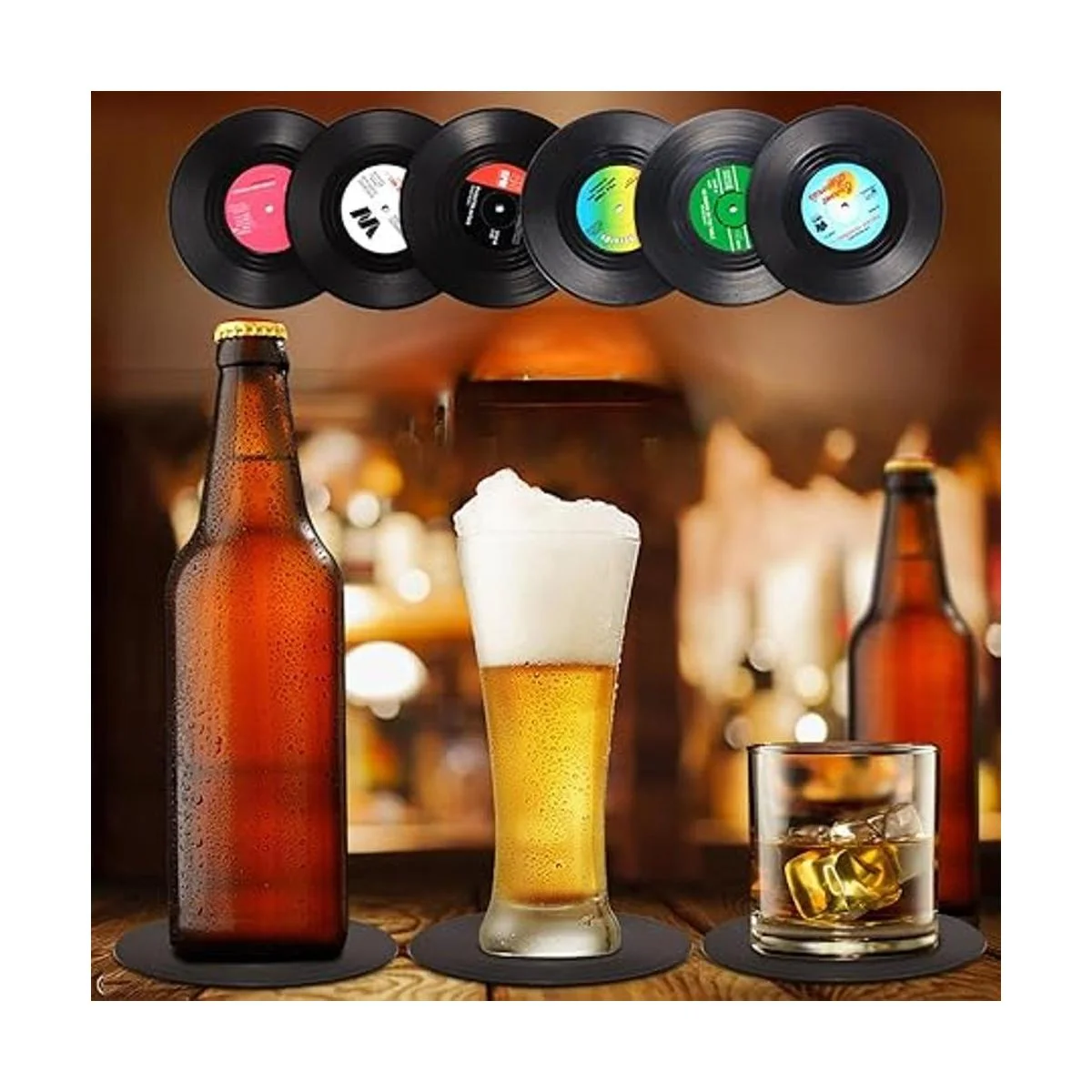 ZAYAD Posavasos de disco de vinilo para bebidas