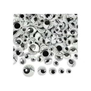 TOAOB 200 piezas de ojos negros con pestañas redondas de