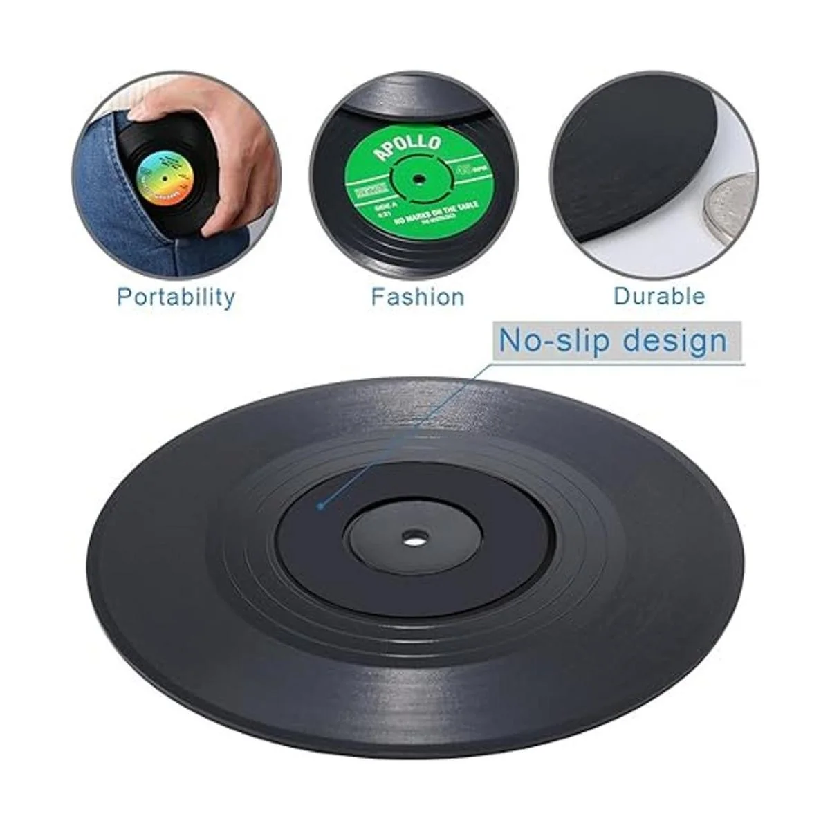 ZAYAD Posavasos de disco de vinilo para bebidas