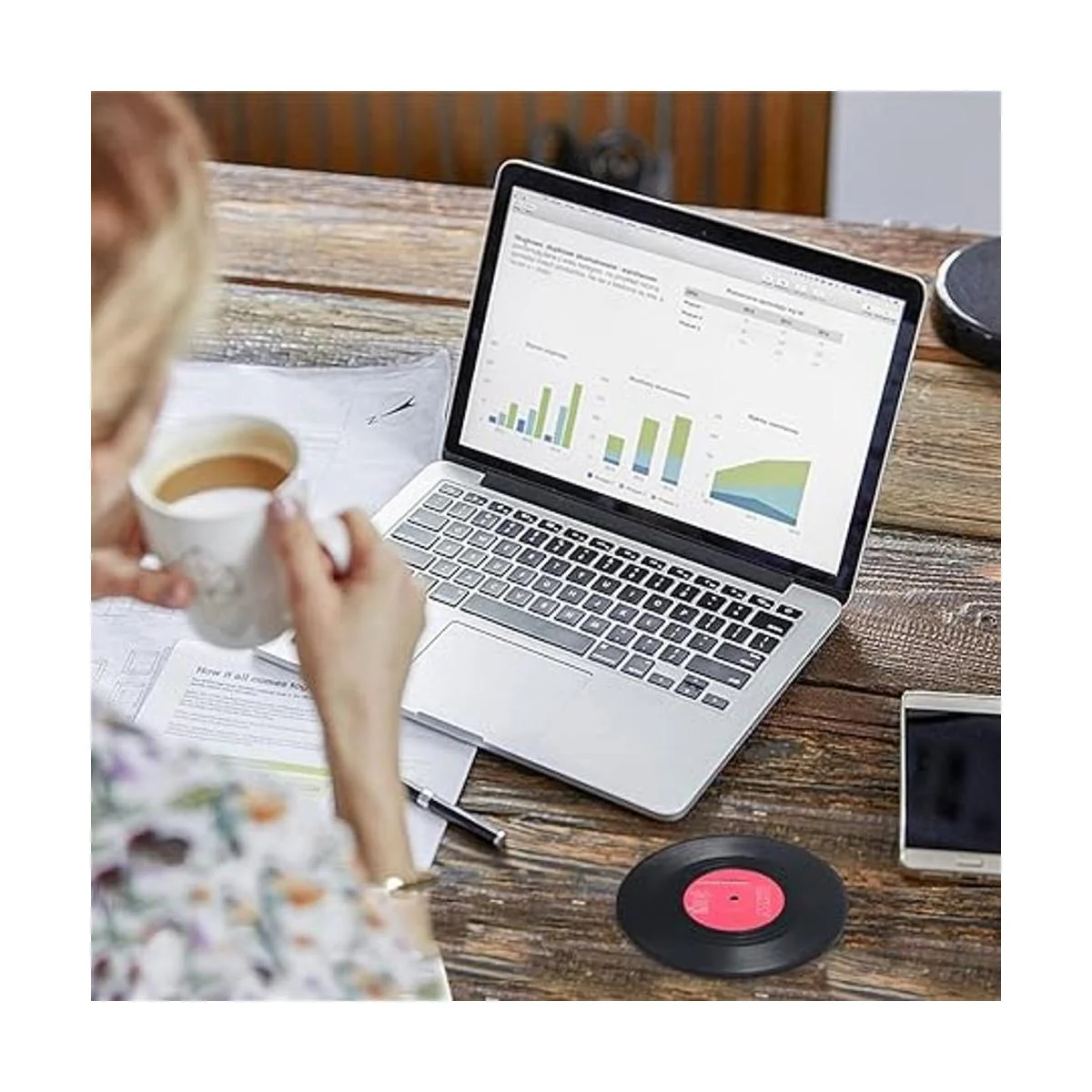 ZAYAD Posavasos de disco de vinilo para bebidas