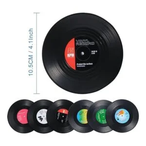 ZAYAD Posavasos de disco de vinilo para bebidas