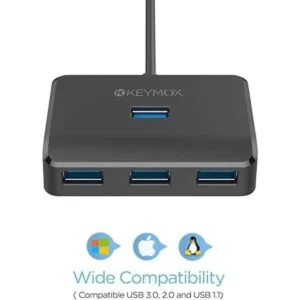 KEYMOX Hub USB 3.0 de 4 puertos concentrador USB de datos_5