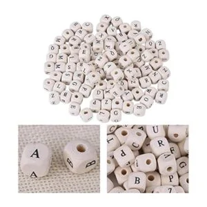 Garosa 200 cuentas cuadradas de madera para hacer joyas_2