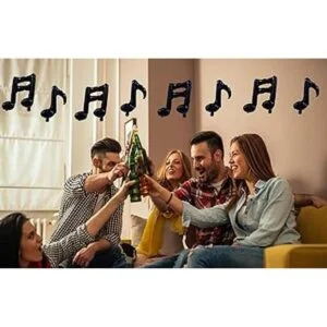 10 globos de mylar negros con notas musicales globos de_6