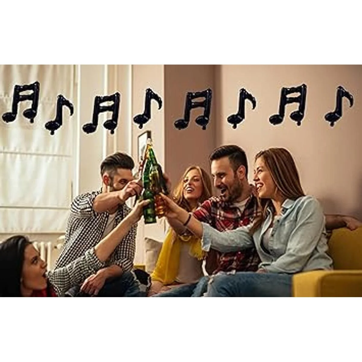 10 globos de mylar negros con notas musicales globos de_6